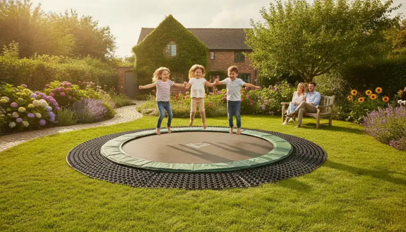 Bodentrampolin im Garten einbauen