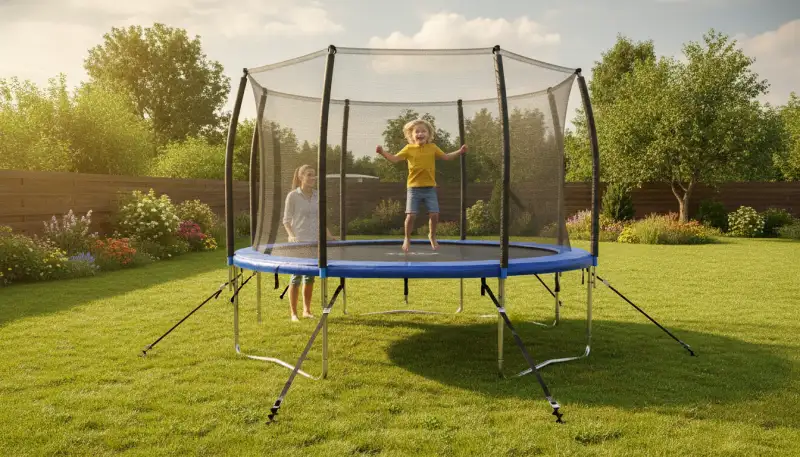Trampolin sicher verankern: Bodenanker-Sets